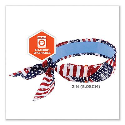 ergodyne Chill-Its 6700CT Cooling Bandana PVA Tie Headband, One Size Fits Most, Stars and Stripes (EGO12561)