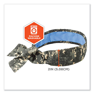ergodyne Chill-Its 6700CT Cooling Bandana PVA Tie Headband, One Size Fits Most, Camo (EGO12562)