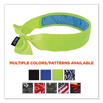 ergodyne Chill-Its 6700CT Cooling Bandana PVA Tie Headband, One Size Fits Most, Lime (EGO12566)