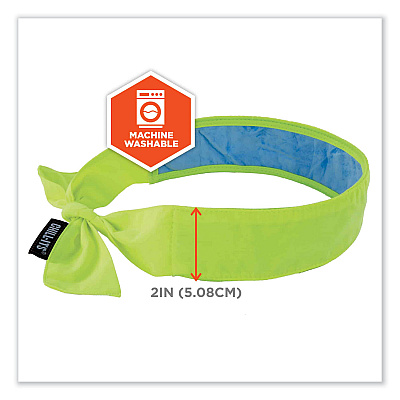 ergodyne Chill-Its 6700CT Cooling Bandana PVA Tie Headband, One Size Fits Most, Lime (EGO12566)
