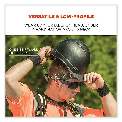 ergodyne Chill-Its 6700CT Cooling Bandana PVA Tie Headband, One Size Fits Most, Solid Blue (EGO12567)