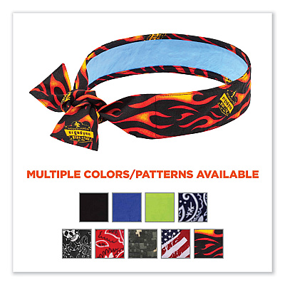 ergodyne Chill-Its 6700CT Cooling Bandana PVA Tie Headband, One Size Fits Most, Flames (EGO12568)