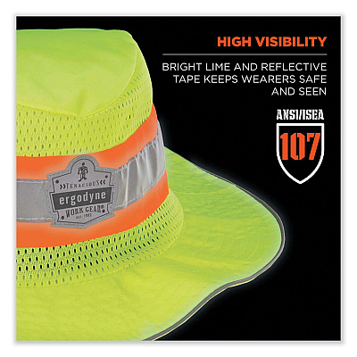 ergodyne Chill-Its 8935CT Hi-Vis PVA Ranger Sun Hat, Large/X-Large, Lime (EGO12591)