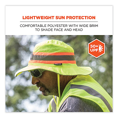 ergodyne Chill-Its 8935MF Hi-Vis Microfiber Ranger Sun Hat, Small/Medium, Lime (EGO12593)