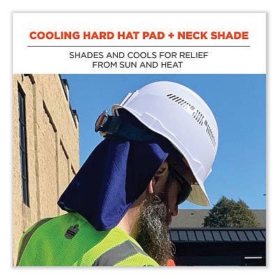 ergodyne Chill-Its 6717CT Cooling Hard Hat Pad and Neck Shade - PVA, 12.5 x 9.75, Blue (EGO12596)