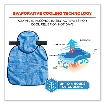 ergodyne Chill-Its 6717CT Cooling Hard Hat Pad and Neck Shade - PVA, 12.5 x 9.75, Blue (EGO12596)
