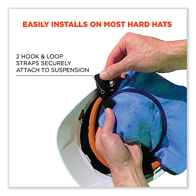 ergodyne Chill-Its 6717CT Cooling Hard Hat Pad and Neck Shade - PVA, 12.5 x 9.75, Blue (EGO12596)