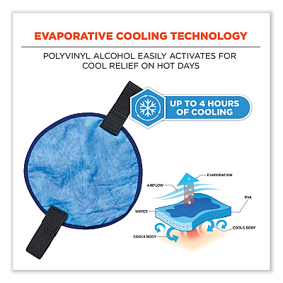 ergodyne Chill-Its 6715CT Hard Hat Cooling Pad - PVA, 7 x 6.5, Blue (EGO12597)