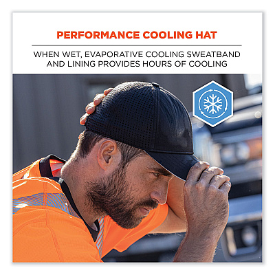 ergodyne Chill-Its 8937 Performance Cooling Baseball Hat, One Size Fits Most, Black (EGO12604)
