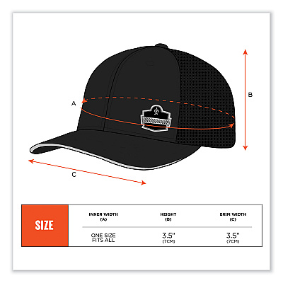 ergodyne Chill-Its 8937 Performance Cooling Baseball Hat, One Size Fits Most, Black (EGO12604)