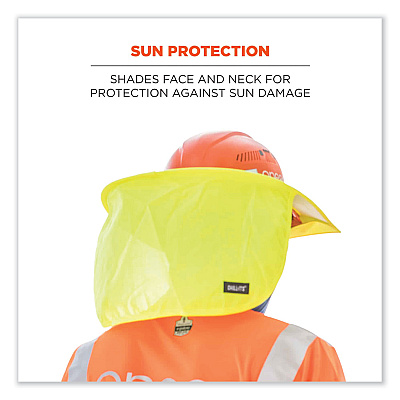 ergodyne Chill-Its 6660 Hard Hat Brim + Neck Shade, 19.5 x 9.75, Lime (EGO12640)