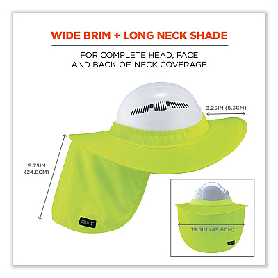 ergodyne Chill-Its 6660 Hard Hat Brim + Neck Shade, 19.5 x 9.75, Lime (EGO12640)