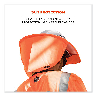 ergodyne Chill-Its 6660 Hard Hat Brim + Neck Shade, 19.5 x 9.75, Orange (EGO12641)