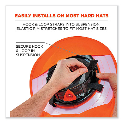 ergodyne Chill-Its 6660 Hard Hat Brim + Neck Shade, 19.5 x 9.75, Orange (EGO12641)