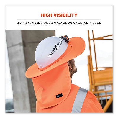 ergodyne Chill-Its 6660 Hard Hat Brim + Neck Shade, 19.5 x 9.75, Orange (EGO12641)