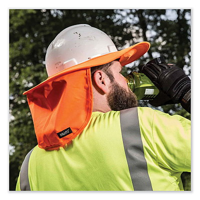 ergodyne Chill-Its 6660 Hard Hat Brim + Neck Shade, 19.5 x 9.75, Orange (EGO12641)