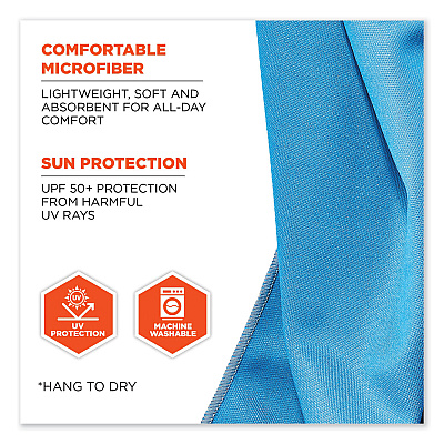 ergodyne Chill-Its 6602MF Evaporative Microfiber Cooling Towel, 40.9 x 9.8, One Size Fits Most, Microfiber, Blue (EGO12660)