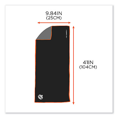 ergodyne Chill-Its 6602MF Evaporative Microfiber Cooling Towel, 40.9 x 9.8, One Size Fits Most, Microfiber, Black (EGO12668)