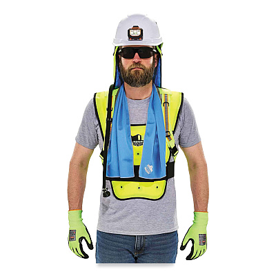 ergodyne Chill-Its 6687 Economy Dry Evaporative Cooling Elastic Waist Vest, Nylon, Small/Medium, Lime (EGO12683)