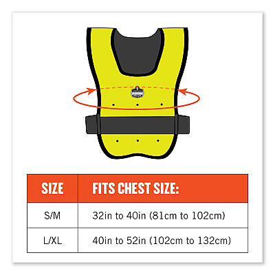 ergodyne Chill-Its 6687 Economy Dry Evaporative Cooling Elastic Waist Vest, Nylon, Large/X-Large, Lime (EGO12685)