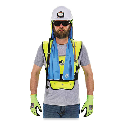 ergodyne Chill-Its 6687 Economy Dry Evaporative Cooling Elastic Waist Vest, Nylon, Large/X-Large, Lime (EGO12685)