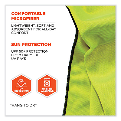 ergodyne Chill-Its 6602MF Evaporative Microfiber Cooling Towel, 40.9 x 9.8, One Size Fits Most, Microfiber, Lime (EGO12669)