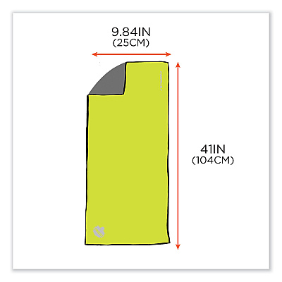 ergodyne Chill-Its 6602MF Evaporative Microfiber Cooling Towel, 40.9 x 9.8, One Size Fits Most, Microfiber, Lime (EGO12669)