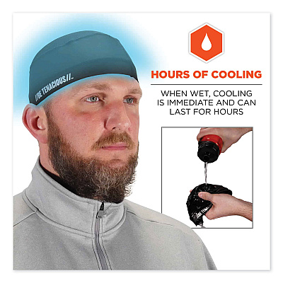 ergodyne Chill-Its 6632 Performance Knit Cooling Skull Cap, Polyester/Spandex, One Size Fits Most, Black (EGO12686)
