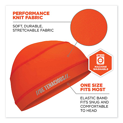 ergodyne Chill-Its 6632 Performance Knit Cooling Skull Cap, Polyester/Spandex, One Size Fits Most, Orange (EGO12688)