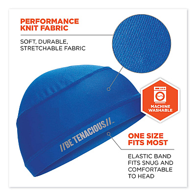 ergodyne Chill-Its 6632 Performance Knit Cooling Skull Cap, Polyester/Spandex, One Size Fits Most, Blue (EGO12689)