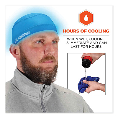 ergodyne Chill-Its 6632 Performance Knit Cooling Skull Cap, Polyester/Spandex, One Size Fits Most, Blue (EGO12689)