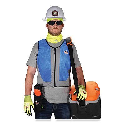 ergodyne Chill-Its 6667 Wet Evaporative PVA Cooling Vest with Zipper, PVA, Large, Blue (EGO12694)