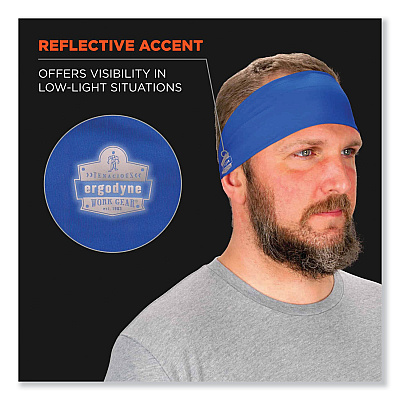 ergodyne Chill-Its 6634 Performance Knit Cooling Headband, Polyester/Spandex, One Size Fits Most, Blue (EGO12701)