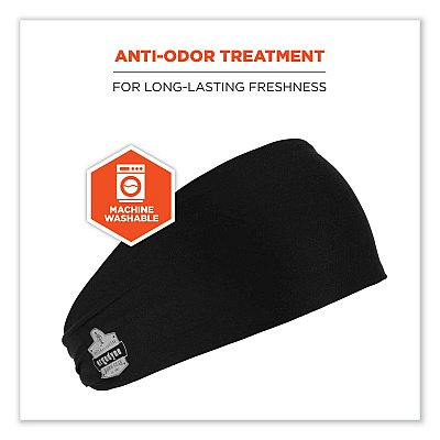 ergodyne Chill-Its 6634 Performance Knit Cooling Headband, Polyester/Spandex, One Size Fits Most, Black (EGO12702)