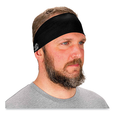 ergodyne Chill-Its 6634 Performance Knit Cooling Headband, Polyester/Spandex, One Size Fits Most, Black (EGO12702)
