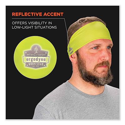 ergodyne Chill-Its 6634 Performance Knit Cooling Headband, Polyester/Spandex, One Size Fits Most, Lime (EGO12703)