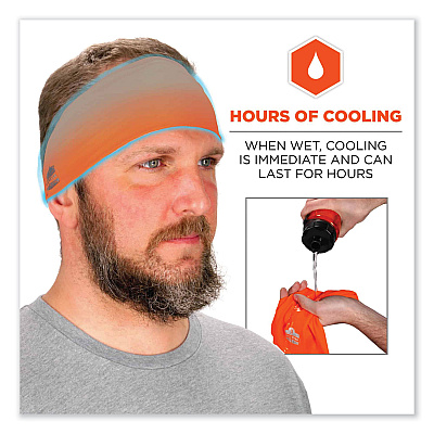 ergodyne Chill-Its 6634 Performance Knit Cooling Headband, Polyester/Spandex, One Size Fits Most, Orange (EGO12704)