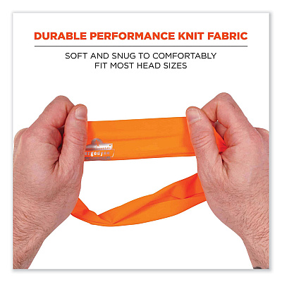 ergodyne Chill-Its 6634 Performance Knit Cooling Headband, Polyester/Spandex, One Size Fits Most, Orange (EGO12704)