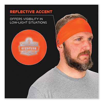 ergodyne Chill-Its 6634 Performance Knit Cooling Headband, Polyester/Spandex, One Size Fits Most, Orange (EGO12704)