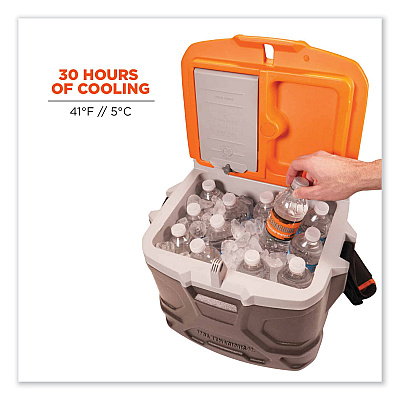 ergodyne Chill-Its 5170 17-Quart Industrial Hard Sided Cooler, Orange/Gray (EGO13170)