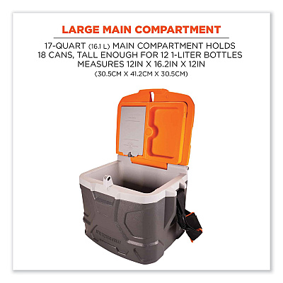ergodyne Chill-Its 5170 17-Quart Industrial Hard Sided Cooler, Orange/Gray, 30/Pallet (EGO13172)
