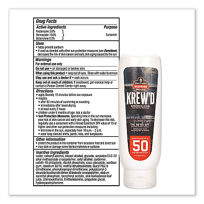 ergodyne Krewd 6351 SPF 50 Sunscreen Lotion, 8 oz Bottle (EGO16631)