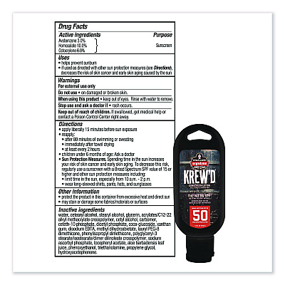ergodyne Krewd 6352 SPF 50 Sunscreen Lotion, 1.5 oz Bottle, Includes 12 Bottles (EGO16632)