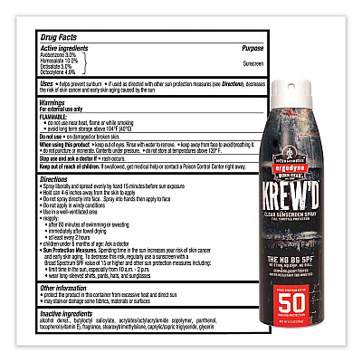 ergodyne Krewd 6353 SPF 50 Sunscreen Spray, 5.5 oz Can (EGO16633)