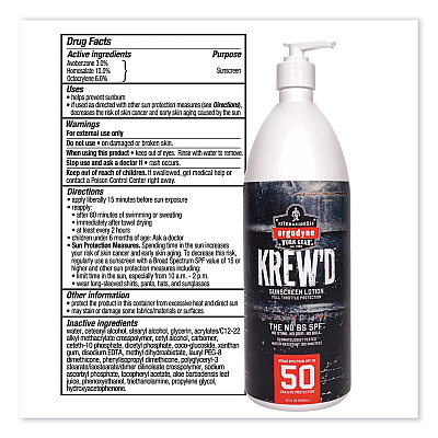 ergodyne Krewd 6355 SPF 50 Sunscreen Lotion, 32 oz Pump Bottle (EGO16635)