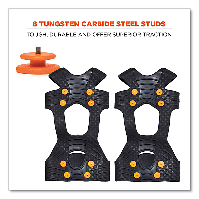 ergodyne Trex 6300TC One-Piece Slip-on Tungsten Carbide Ice Cleats, Large, Black, Pair (EGO16734)