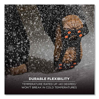 ergodyne Trex 6300TC One-Piece Slip-on Tungsten Carbide Ice Cleats, Large, Black, Pair (EGO16734)