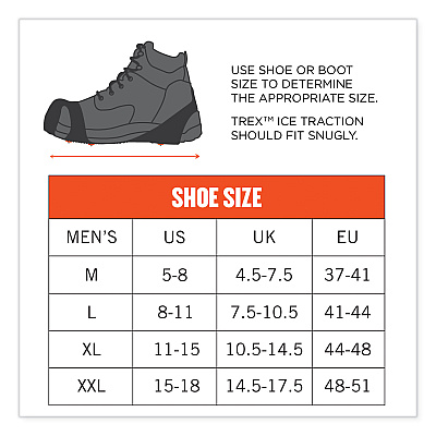 ergodyne Trex 6300TC One-Piece Slip-on Tungsten Carbide Ice Cleats, X-Large, Black, Pair (EGO16735)