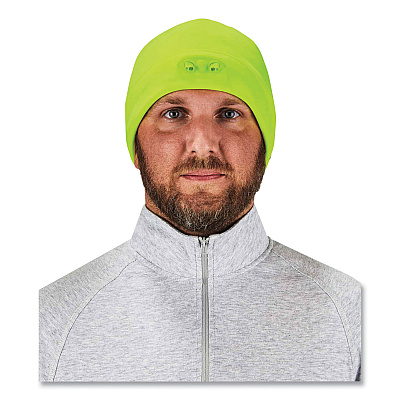 ergodyne N-Ferno 6804 Skull Cap Winter Hat with LED Lights, One Size Fits Mosts, Lime (EGO16802)