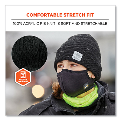 ergodyne N-Ferno 6806 Cuffed Rib Knit Winter Hat, One Size Fits Most, Lime (EGO16806)